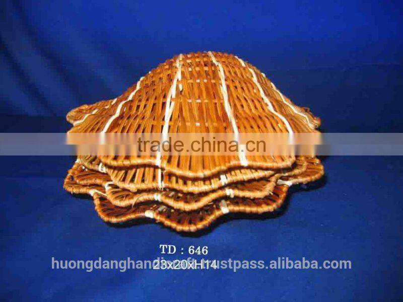 rattan wood drawer basket with seashell shape