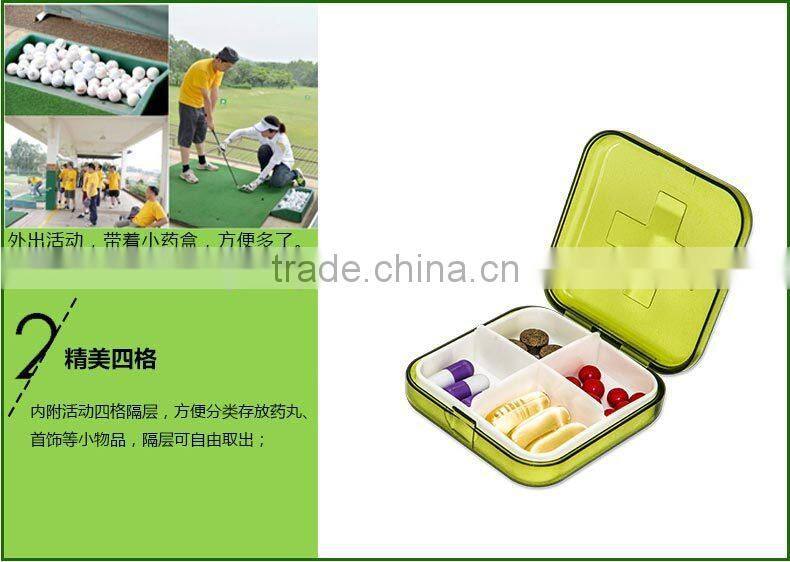 promotion 4 days cross Pill box/PP plastic pill box/Medical capsule holder