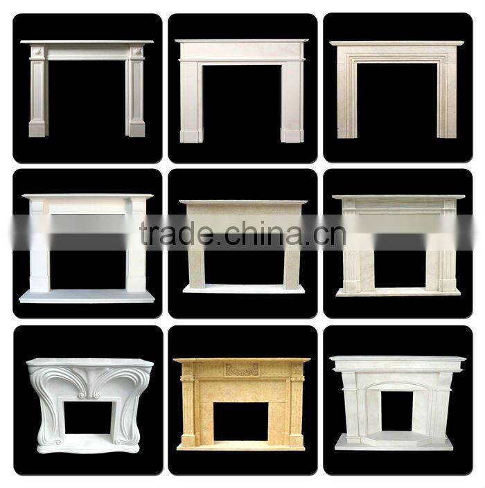 White Marble Column Design Electric Fireplace Mantel