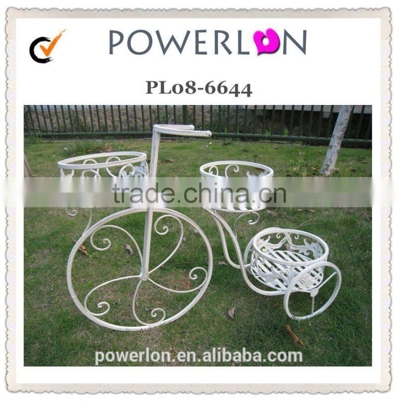 2-tier wrought iron patio decorative bicycle flower pots PL08-6645