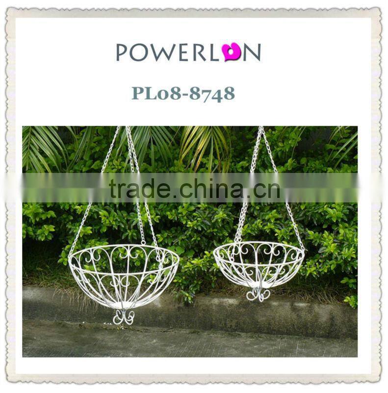 Heart Shape Antique White Matal Hanging Flower Pots