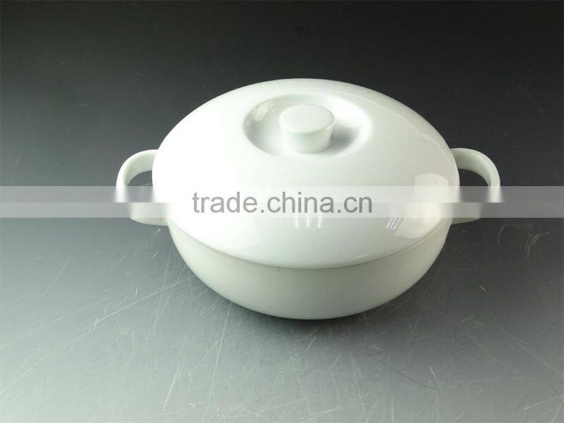 Cheap Hot sale white porcelain soup tureen with ceramics lid
