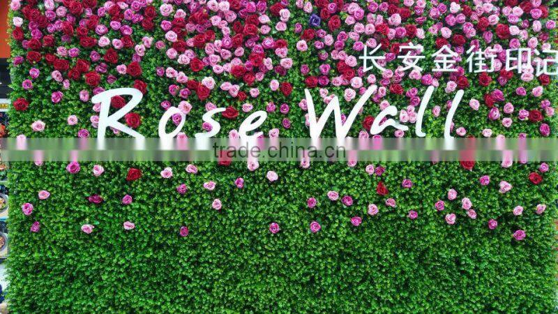 Artificial silk flower wall backdrop for wedding decoration