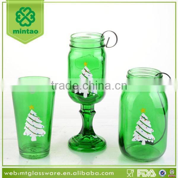 2016 new hot sale custom Christmas decorative glass candle holder