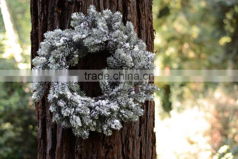 artificial pine wreath flocked