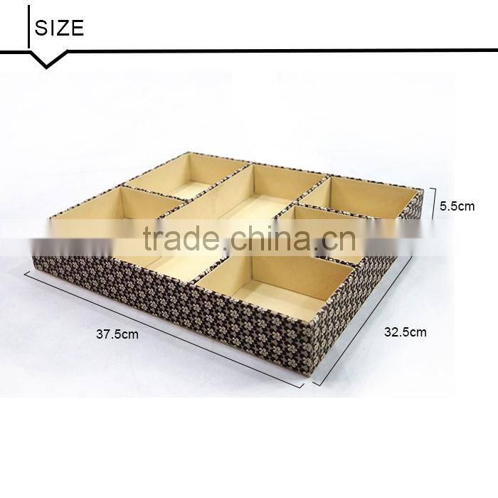 6 Compartments Leather Non Woven Fabric Desk Organizer With One Ring Holder