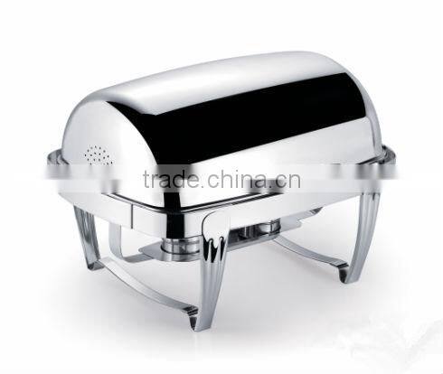 Luxury rectangular gold-plated roll top stainless steel chafing dish