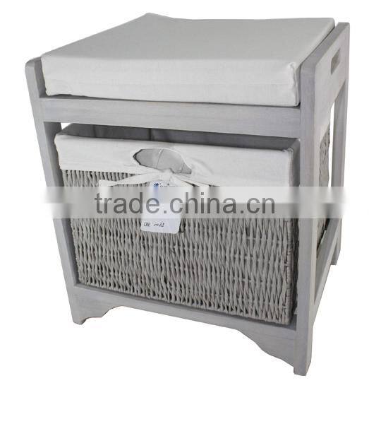 Antique look entryway bench seater with baskets