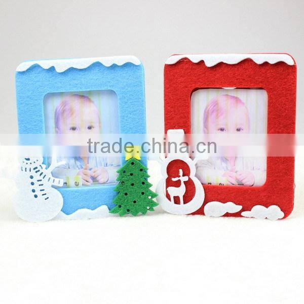 hot best selling new products custom blue red snowman tree home decor wholesale felt fabric family tree picture 3d photo frame