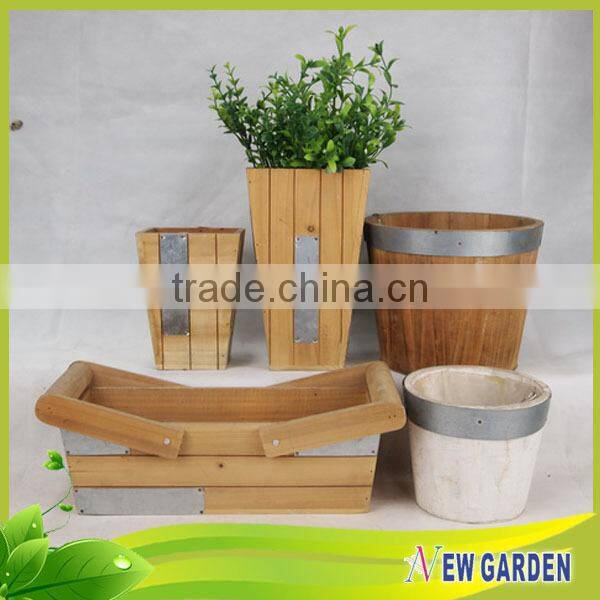 Handicraft Attractive Price Outdoor Garden Tall Square Wooden Vases
