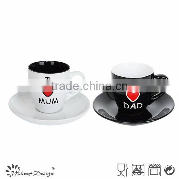 set2 black and white tea cup and saucer