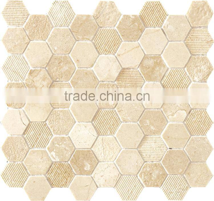MM-CV237 Popular indoor decor natural stone hexagon marble mosaic