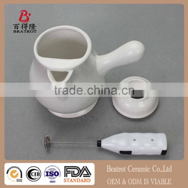 Ceramic Hot Chocolate Pot with Electric Mixer Bar