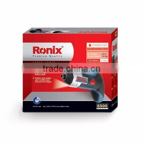 Ronix high quality cordless screwdriver 3.6V 1.5Ah model 8500
