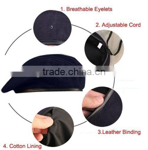 Different color 75-80 gram wool cheap military types of berets sale for army