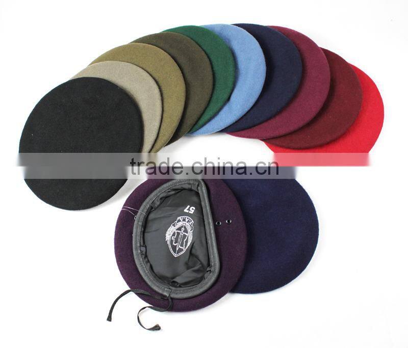 Different color 75-80 gram wool cheap military types of berets sale for army