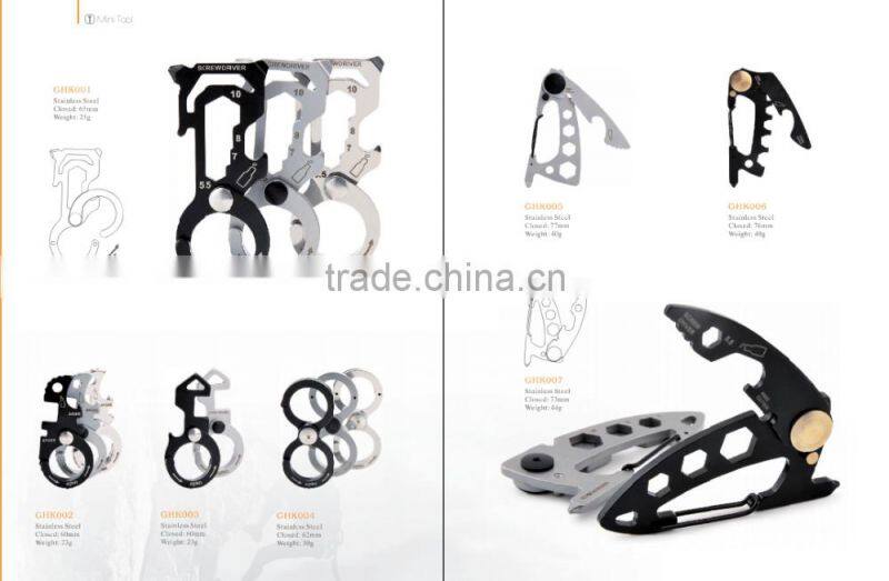 New style carabiner Golf Multi Tool, folding knife, multifunctional keyring tool mini tool keychain