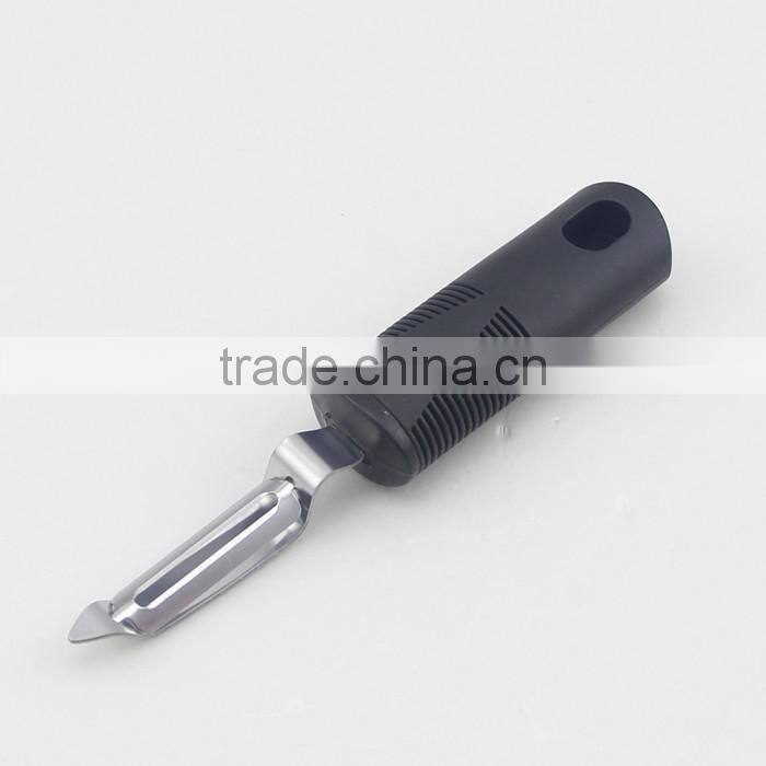 Stainless Steel Blade Single-head Peeler For Vegetable And Fruit With Black Plastic Handle