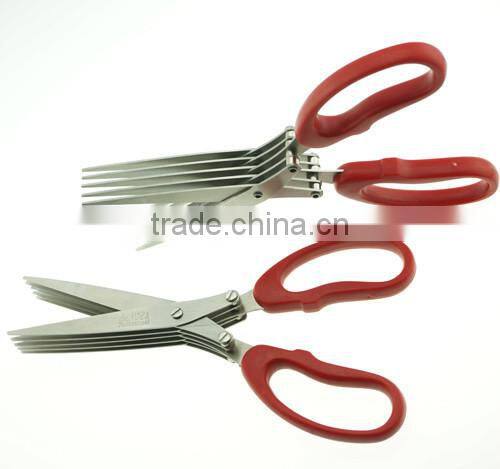 61049 New Design And High Quality snipping shearing Plastic Household Kitchen Stainless Steel 5 Blades herb scissors