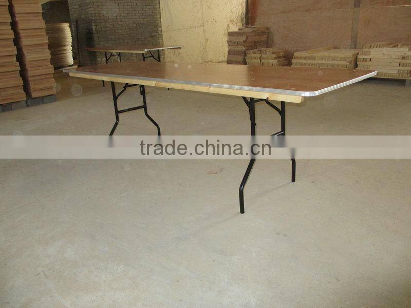 wholesale banquet wooden folding table with Alu table edge factory directly