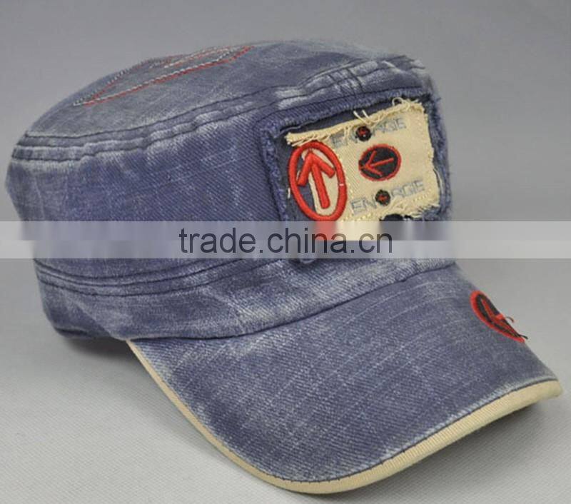 Shabby Denim Army Caps Custom Washed Military Hats With Your Own Design