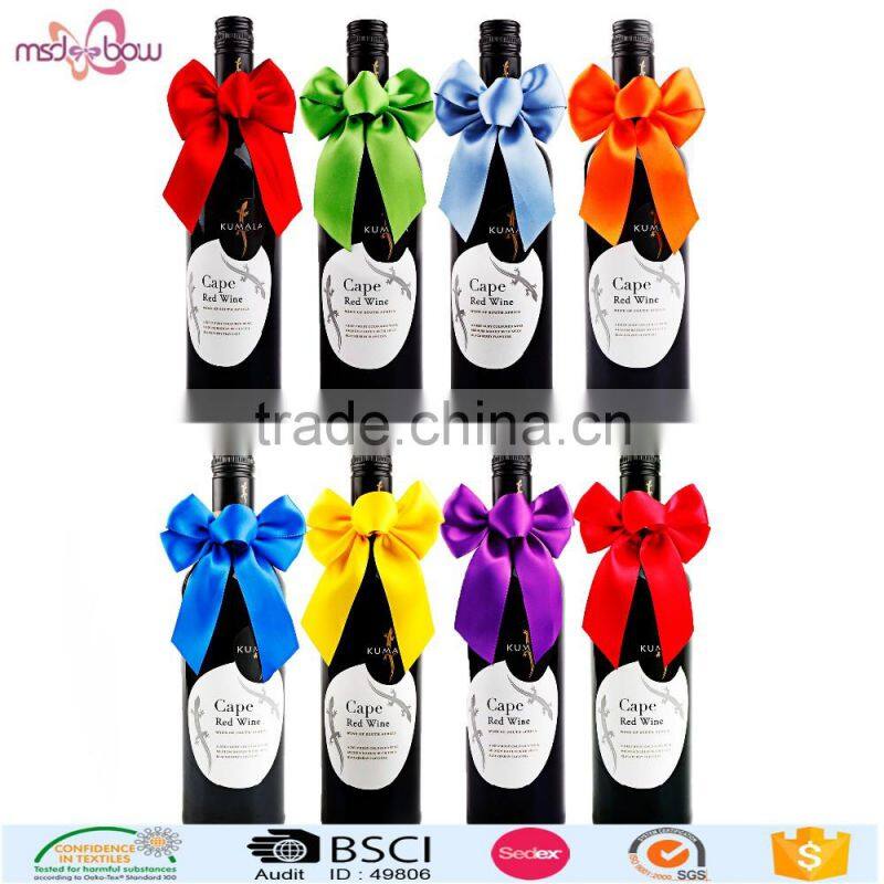 wholesale cheap customized fancy pre tied ribbon bows for jar,wine bottle