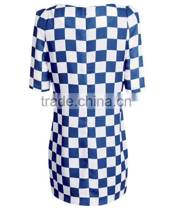 Women's your own brand designer ladies' close fit grid printed corporate dresses