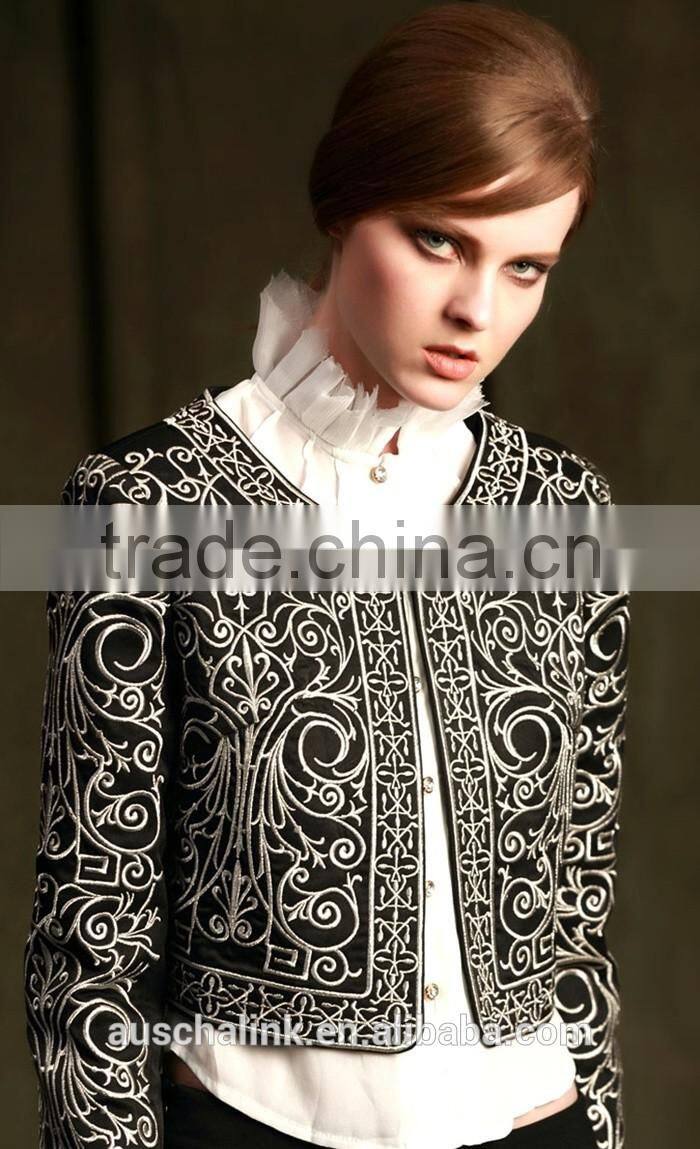 auschalink ladies long sleeve fitted embroidery jackets short style designs