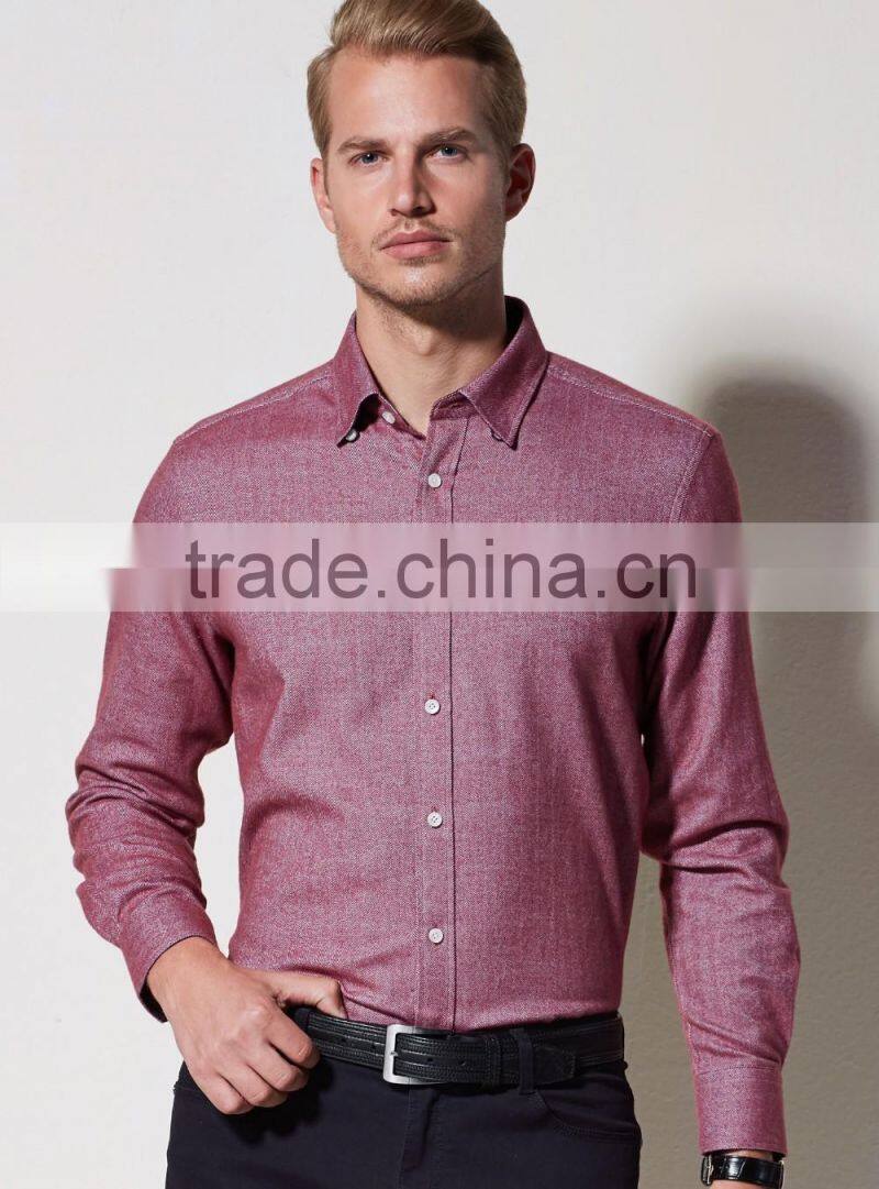new design made to measure herringbone cotton slim men shirt BSB009