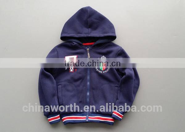 latest design front pocket jacket/fleece zip up CVC jacket