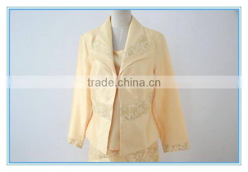 Fancy Lace Micado 3 Pieces Women Church Suit Business Suits With Pretty Buckle