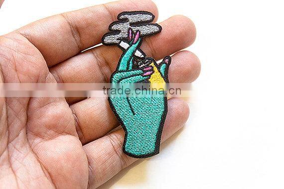Custom high quality smoking embroidered patch for clothes embroidery patch made in china choose size/color