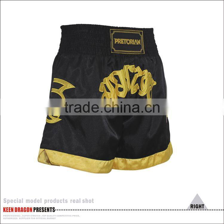 Mens Professional Embroidered Satin Muay Thai Grappling Shorts