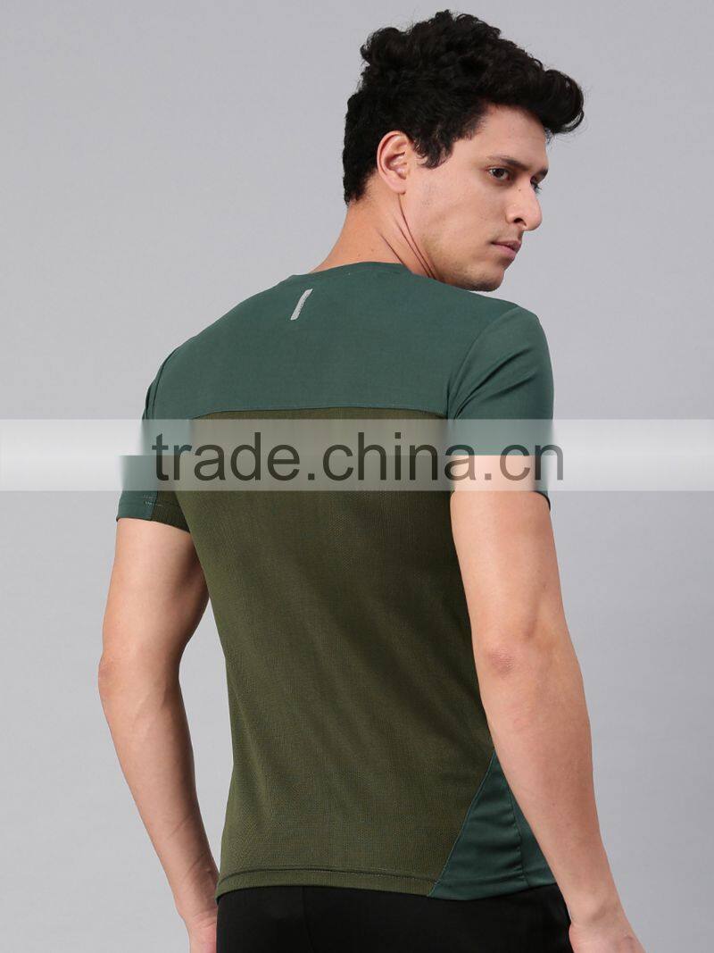 Men Green Solid Custom Color Round Neck T-Shirt Customize Mens Sports Bodybuild Tops Pure Polyester Always Fresh Running Tee