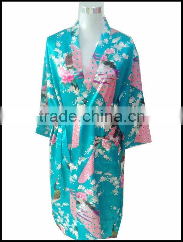 Sky blue women sexy nightgown Bathrobe long silk nightgown SL096