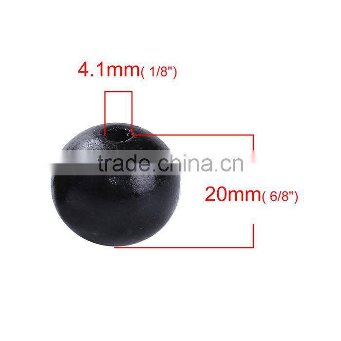 High Quality Round Black Printing Hinoki Wood Beads