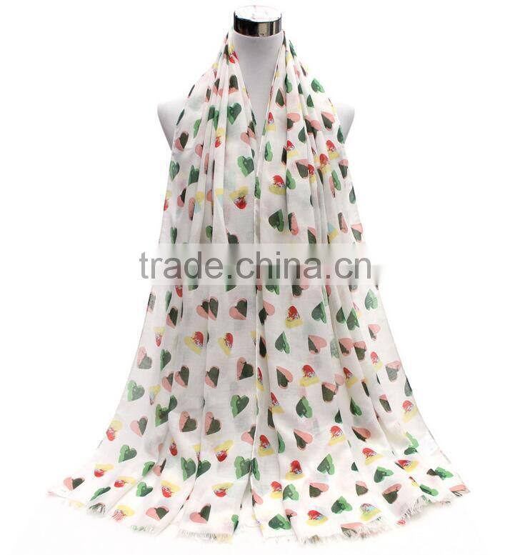 China Factory Heart Print scarf women hijab