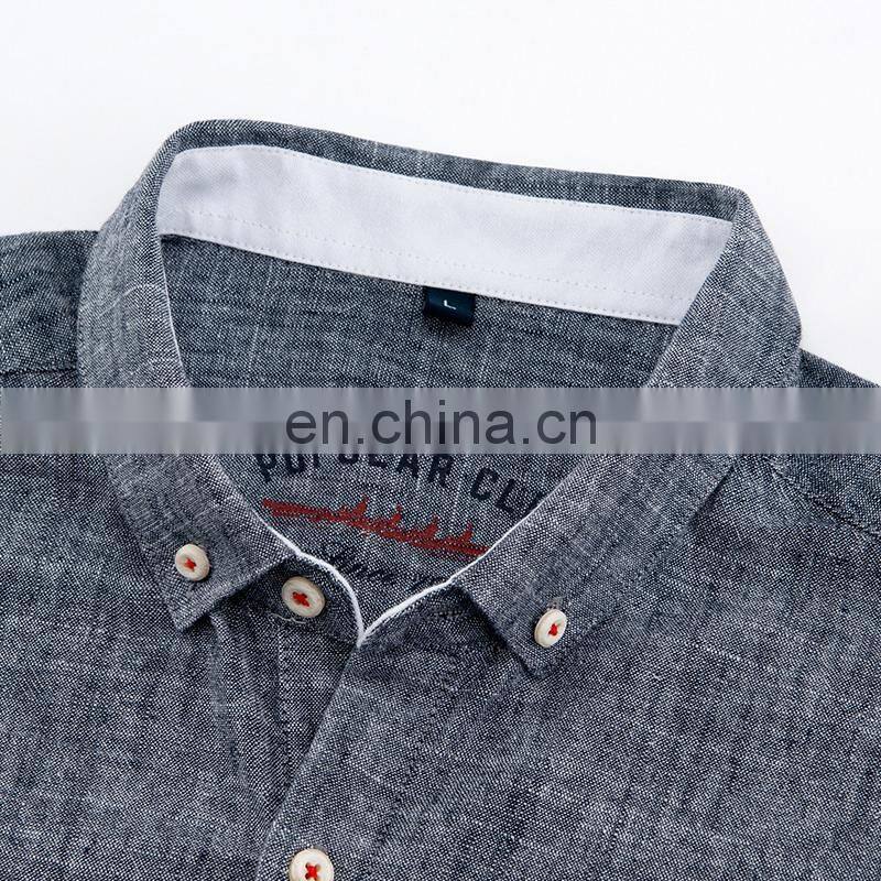 OEM Wholesale Mens long sleeve plus size heather colors linen casual shirts
