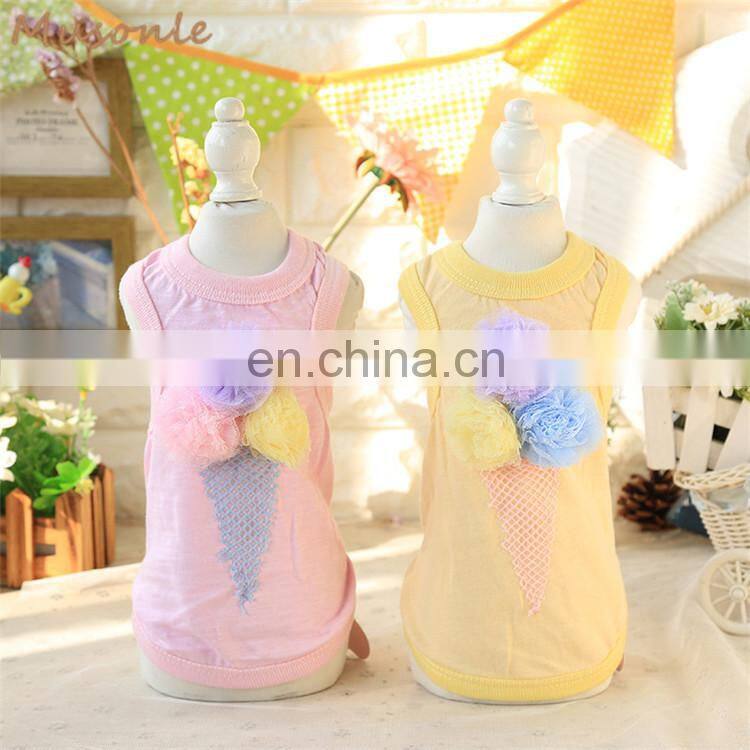Wholesale big flowers pet clothes tank top dog shirts summer