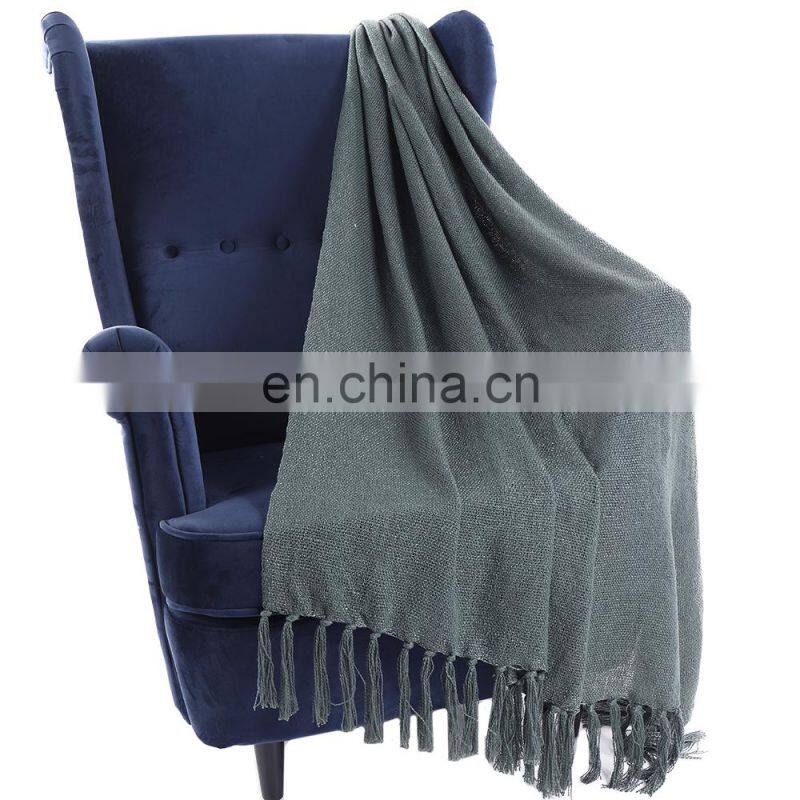 Solid Blanket Cross Woven Couch Throw Christmas Knitted Blankets with Decorative Fringe Lightweight for Bed or Sofa Decorative