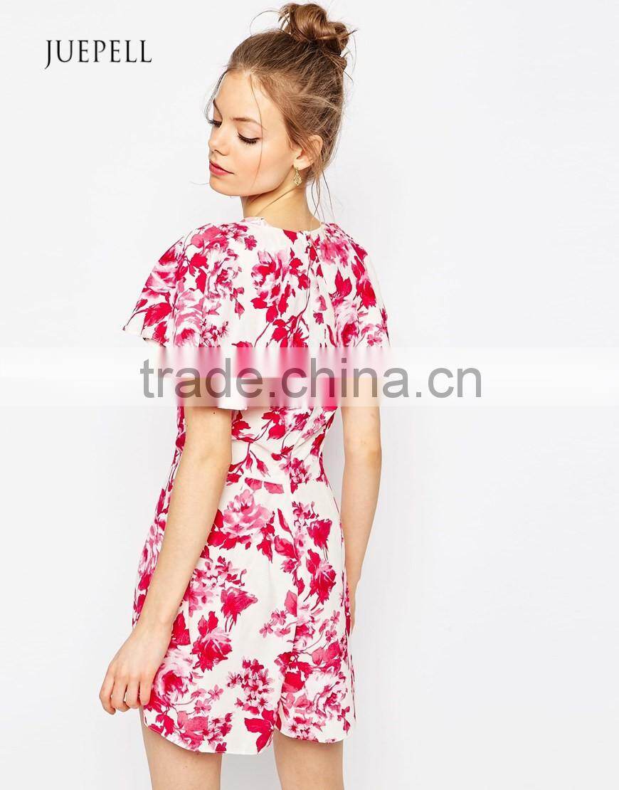 Ruffle wrap playsuit women Jumpsuit/custom jumpsuit/ women clothes