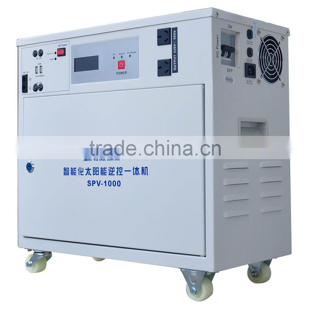 ALL-IN-ONE 1KW Pure Sine Wave AC/DC Output LCD/LED 12V/24V Solar Power System