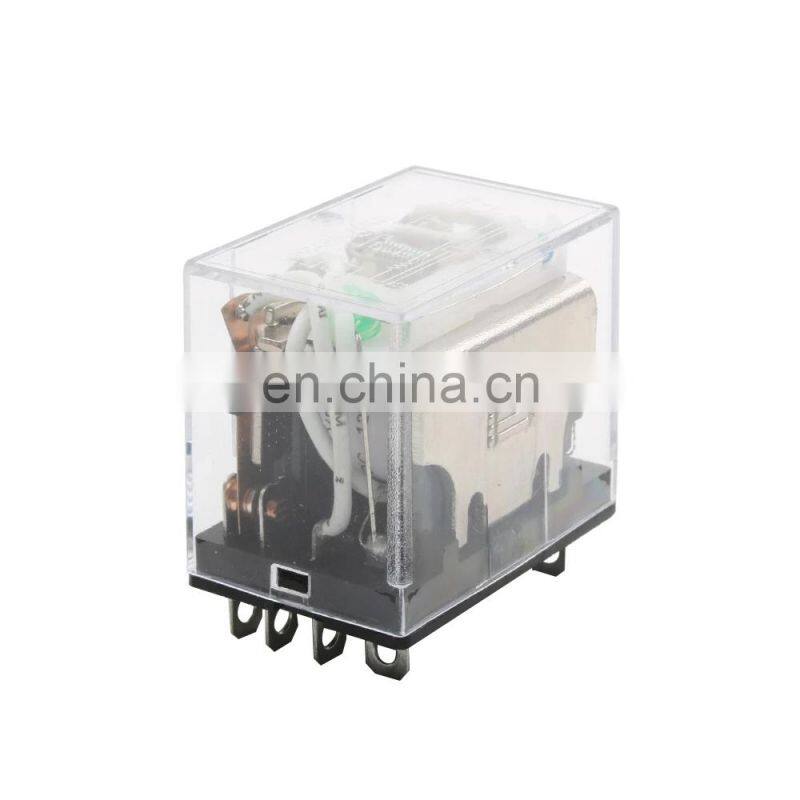 LY4NJ HH64P AC 110V 220V DC 12V DC 24V 14PIN 10A silvercontact Power Relay Coil 4PDTintermediate relay switchwithsocket Base