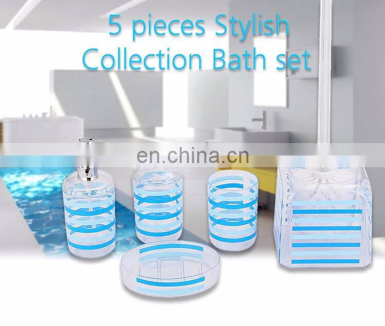 Guangzhou Supply Modern 5pcs Plastic Square Shape Complete Bathroom Hardware Set