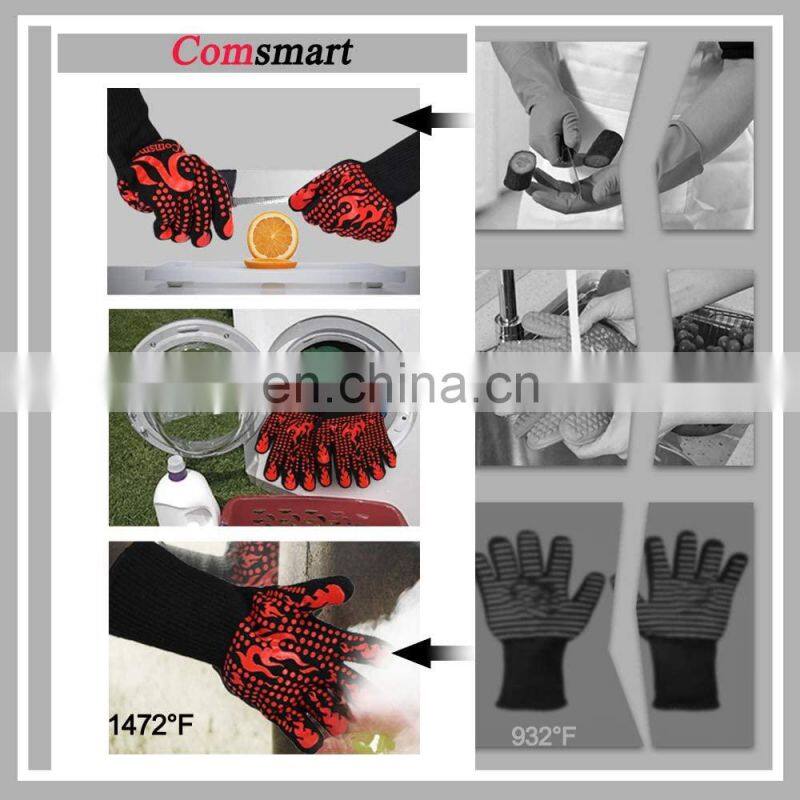 Professional Aramid Grill Fire Proof Silicone Heat Resistant Oven BBQ Insulation Barbecue Gloves for Kitchen Cooking
