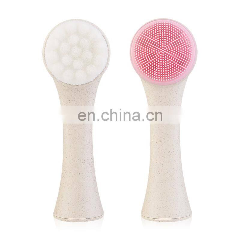 Wholesale Eco Friendly Biodegradable Korean Facial Cleansing Brush With Silicone Massage Brushes For Deep Cleaning