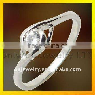 cheap China fashion jewelry classic simple silver vintage wedding jewelry lady CZ ring with rhodium plated