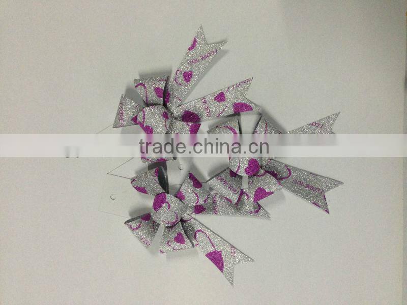 Beautiful White Printed& Embossed PP Butterfly Pull Bow/Curly Ribbon Butterfly bow/Star Ribbon Bow/Fancy Ribbon bow