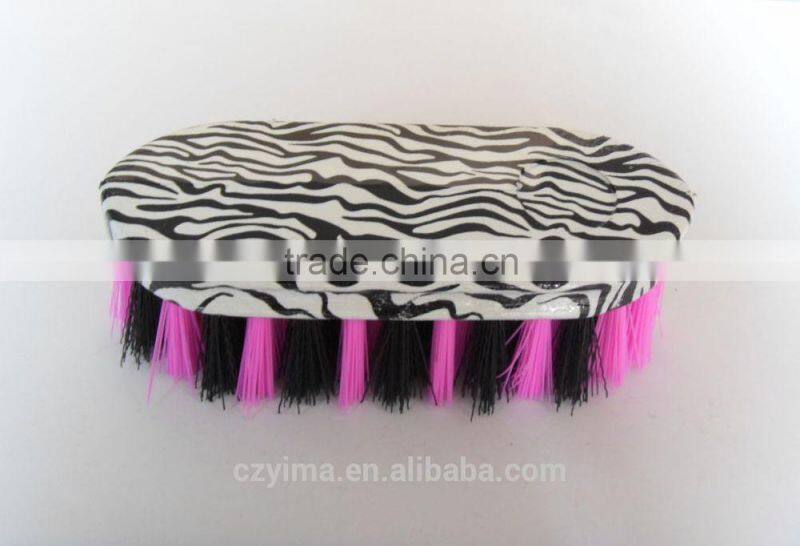 zebra pattern horse dandy brush with white & pink bristle