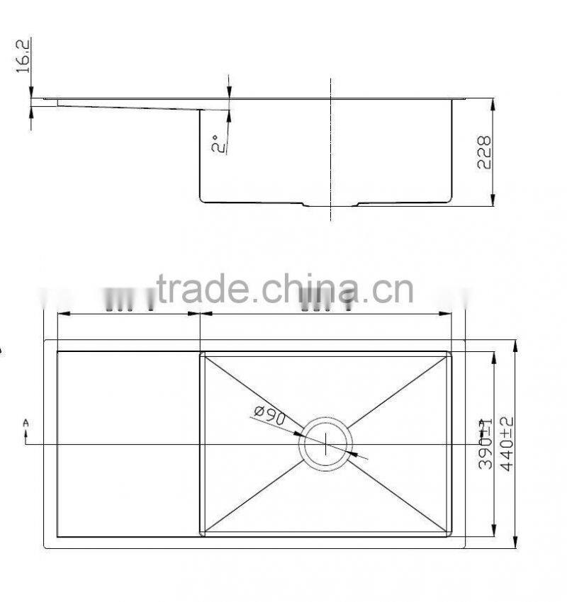 Without Faucet single bowl sink with drain board